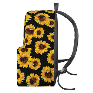 Black Sunflower Pattern Print Backpack