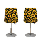 Black Sunflower Pattern Print Bar Stool Covers