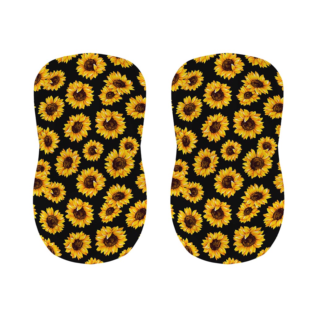 Black Sunflower Pattern Print Bar Stool Covers