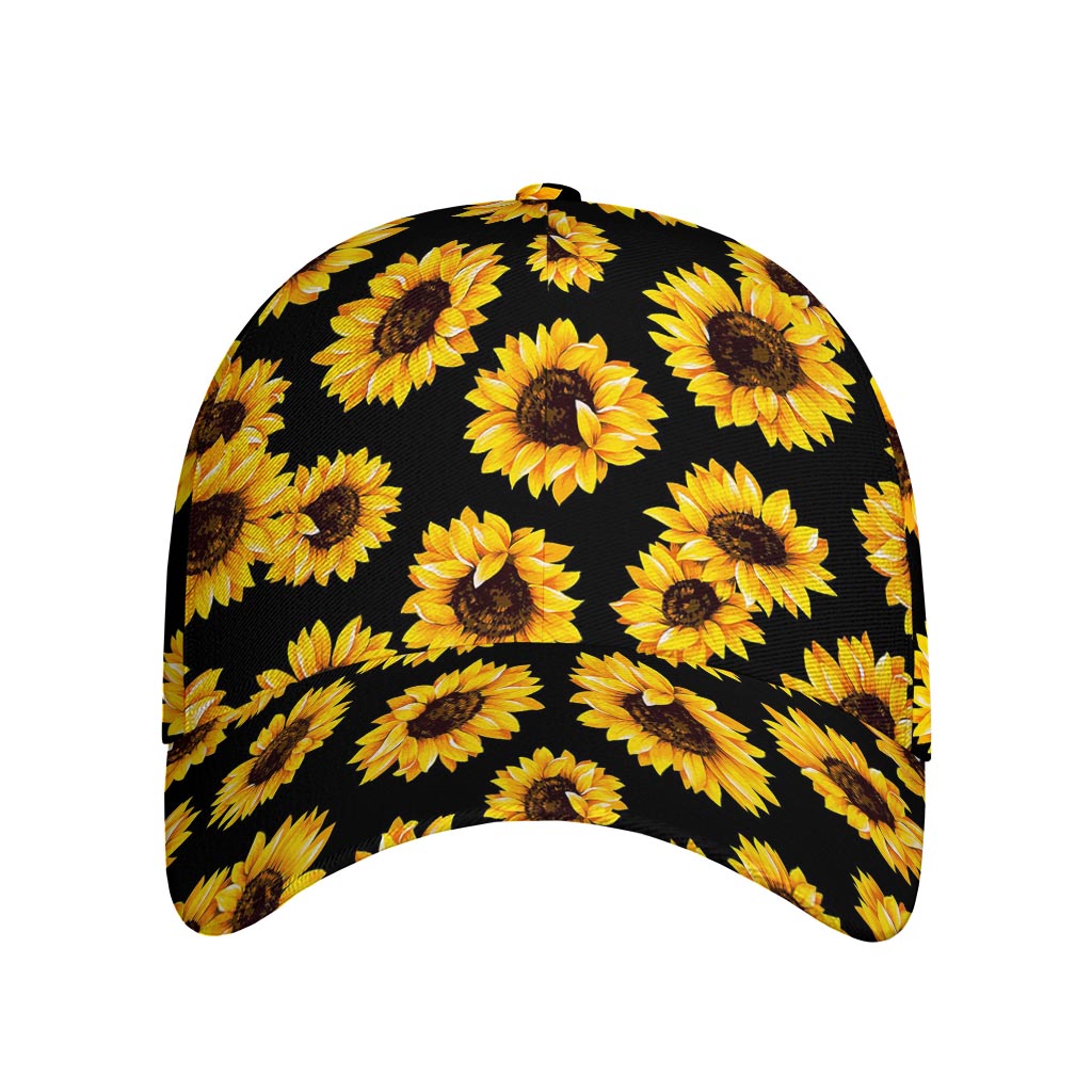 Black Sunflower Pattern Print Baseball Cap