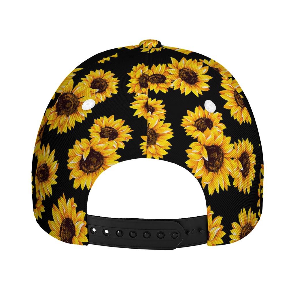 Black Sunflower Pattern Print Baseball Cap
