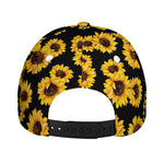 Black Sunflower Pattern Print Baseball Cap