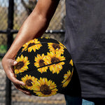 Black Sunflower Pattern Print Basketball