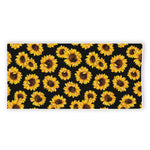 Black Sunflower Pattern Print Beach Towel