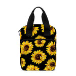 Black Sunflower Pattern Print Bible Tote Bag