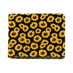 Black Sunflower Pattern Print Bifold Wallet