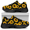 Black Sunflower Pattern Print Black Chunky Shoes