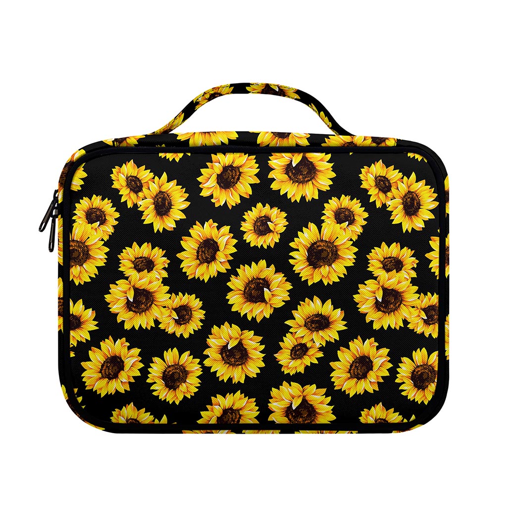 Black Sunflower Pattern Print Briefcase Bible Bag