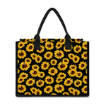 Black Sunflower Pattern Print Canvas Tote Bag