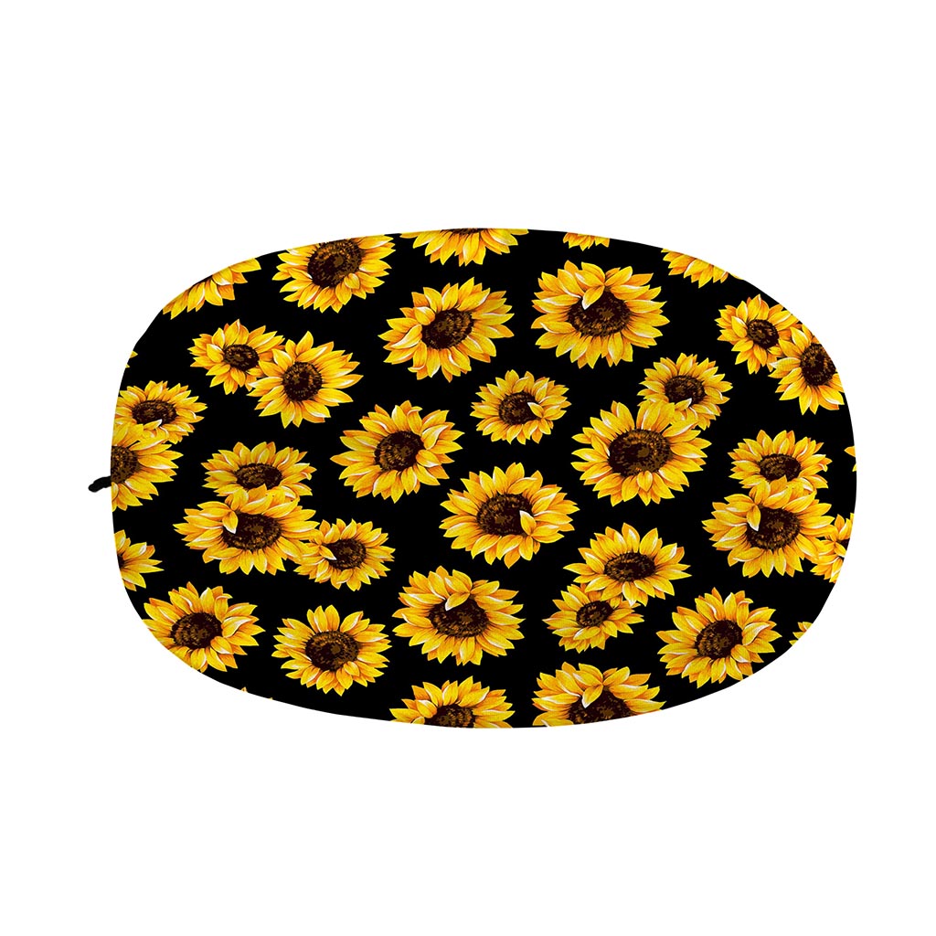 Black Sunflower Pattern Print Car Side Mirror Covers