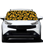 Black Sunflower Pattern Print Car Windshield Snow Cover