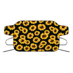 Black Sunflower Pattern Print Car Windshield Snow Cover