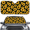 Black Sunflower Pattern Print Car Windshield Sun Shade