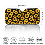 Black Sunflower Pattern Print Car Windshield Sun Shade