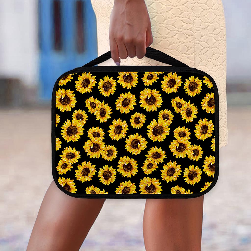 Black Sunflower Pattern Print Classic Bible Case