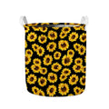 Black Sunflower Pattern Print Collapsible Laundry Basket