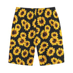 Black Sunflower Pattern Print Cotton Shorts