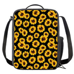 Black Sunflower Pattern Print Crossbody Lunch Bag