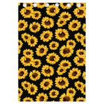 Black Sunflower Pattern Print Curtain