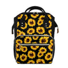 Black Sunflower Pattern Print Diaper Bag