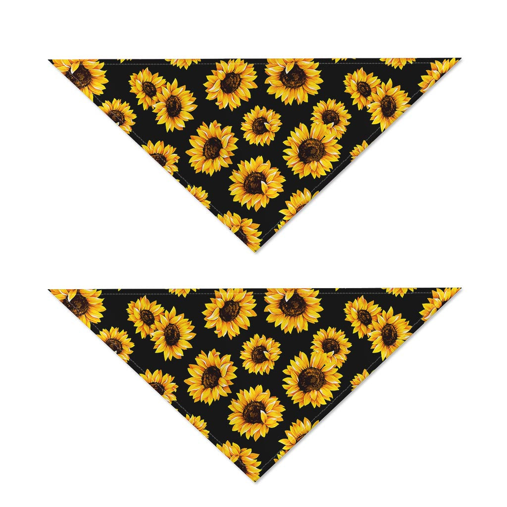 Black Sunflower Pattern Print Dog Bandana