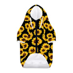 Black Sunflower Pattern Print Dog Zip Up Hoodie