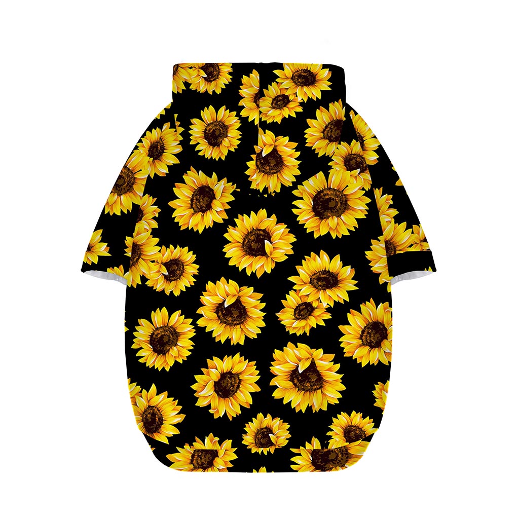 Black Sunflower Pattern Print Dog Zip Up Hoodie