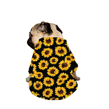 Black Sunflower Pattern Print Dog Zip Up Jacket
