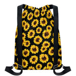 Black Sunflower Pattern Print Drawstring Backpack