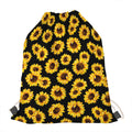 Black Sunflower Pattern Print Drawstring Bag