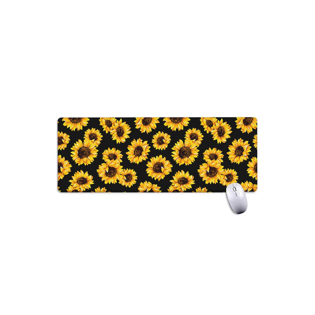 Black Sunflower Pattern Print Extended Mouse Pad