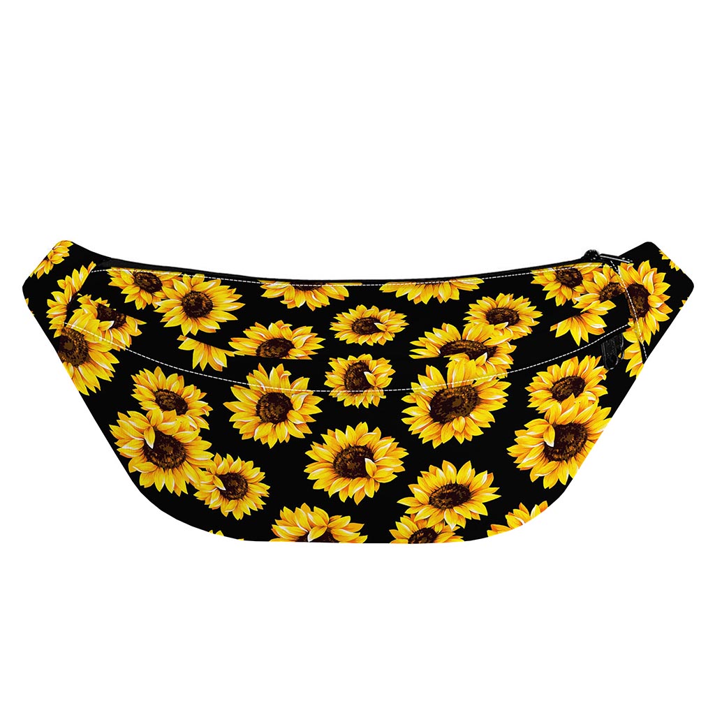 Black Sunflower Pattern Print Fanny Pack