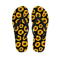 Black Sunflower Pattern Print Flip Flops