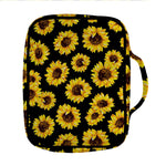 Black Sunflower Pattern Print Front Pocket Bible Bag