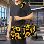 Black Sunflower Pattern Print Gym Bag