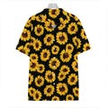 Black Sunflower Pattern Print Hawaiian Shirt
