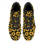 Black Sunflower Pattern Print High Top Leather Sneakers