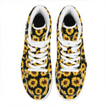 Black Sunflower Pattern Print High Top Leather Sneakers