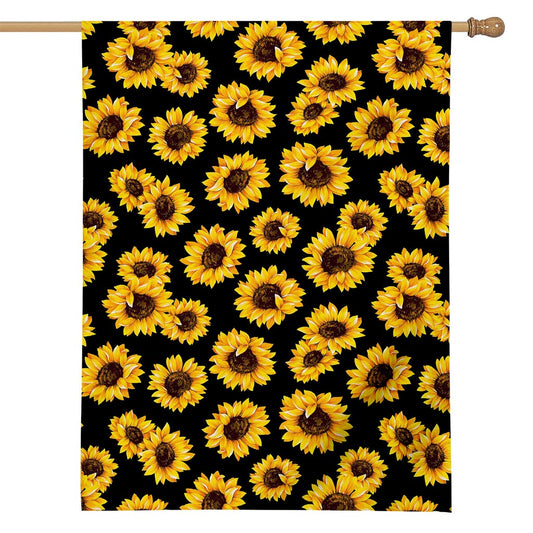 Black Sunflower Pattern Print House Flag