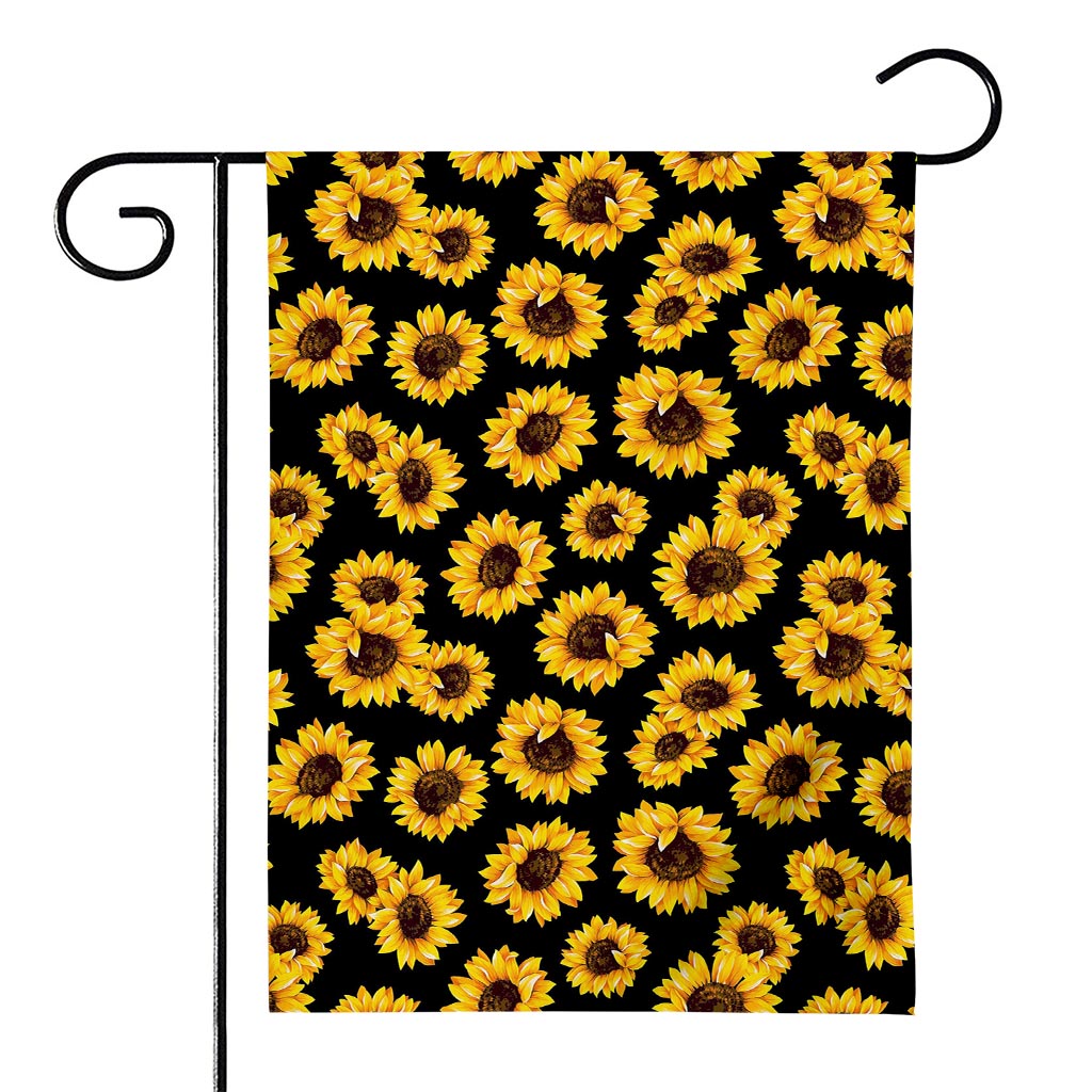 Black Sunflower Pattern Print House Flag