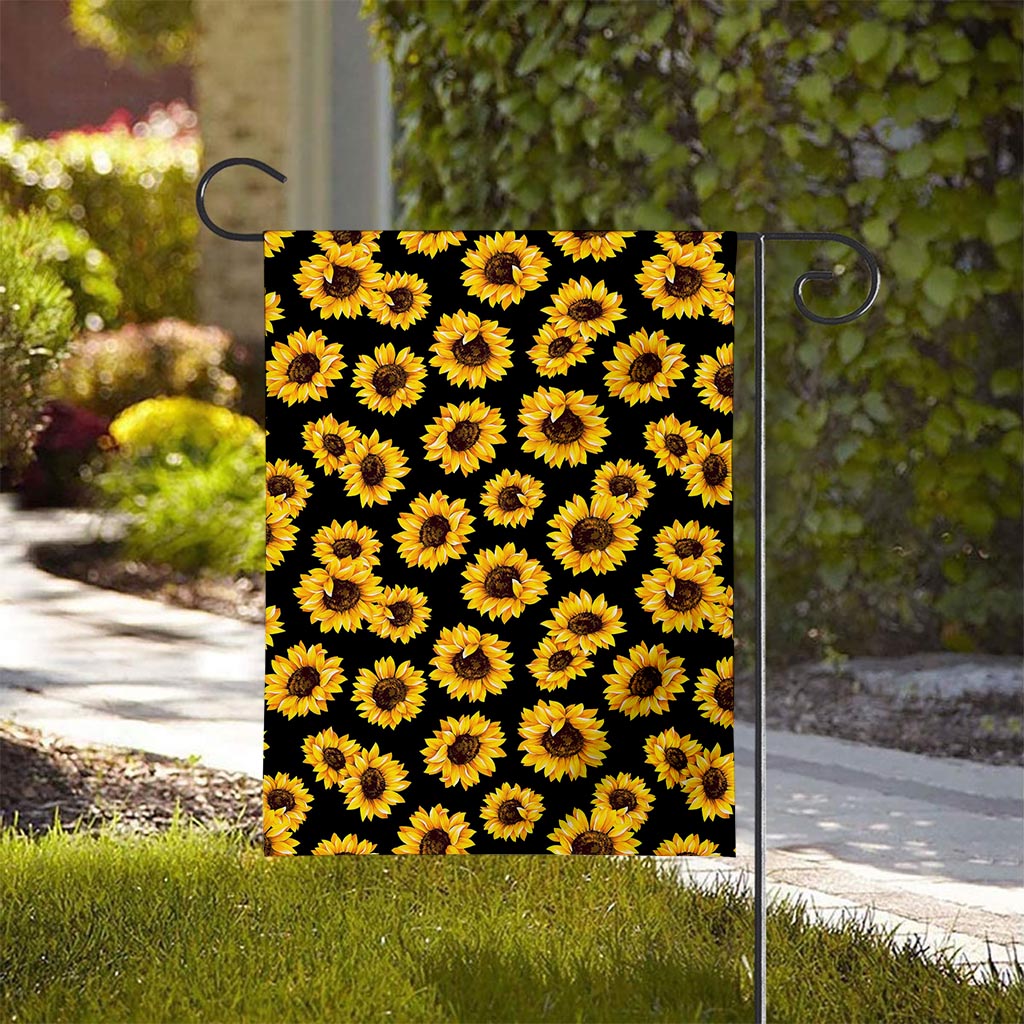 Black Sunflower Pattern Print House Flag