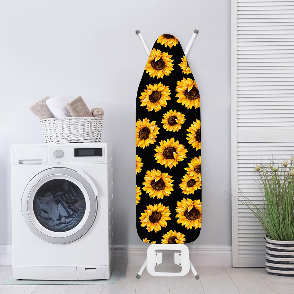 Black Sunflower Pattern Print Ironing Board Cover