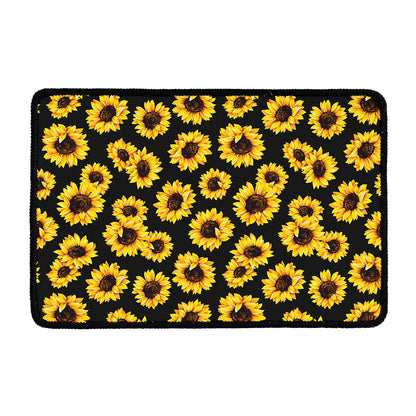 Black Sunflower Pattern Print Kitchen Mat