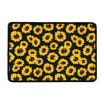 Black Sunflower Pattern Print Kitchen Mat