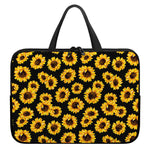 Black Sunflower Pattern Print Laptop Sleeve With Handle