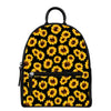 Black Sunflower Pattern Print Leather Backpack