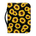 Black Sunflower Pattern Print Leather Bible Cover