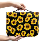 Black Sunflower Pattern Print Leather Bible Cover
