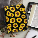 Black Sunflower Pattern Print Leather Bible Cover