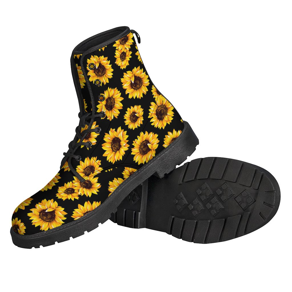 Black Sunflower Pattern Print Backpack